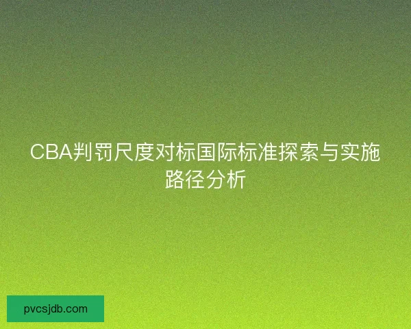 CBA判罚尺度对标国际标准探索与实施路径分析