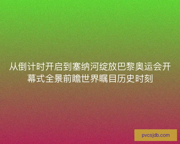 从倒计时开启到塞纳河绽放巴黎奥运会开幕式全景前瞻世界瞩目历史时刻